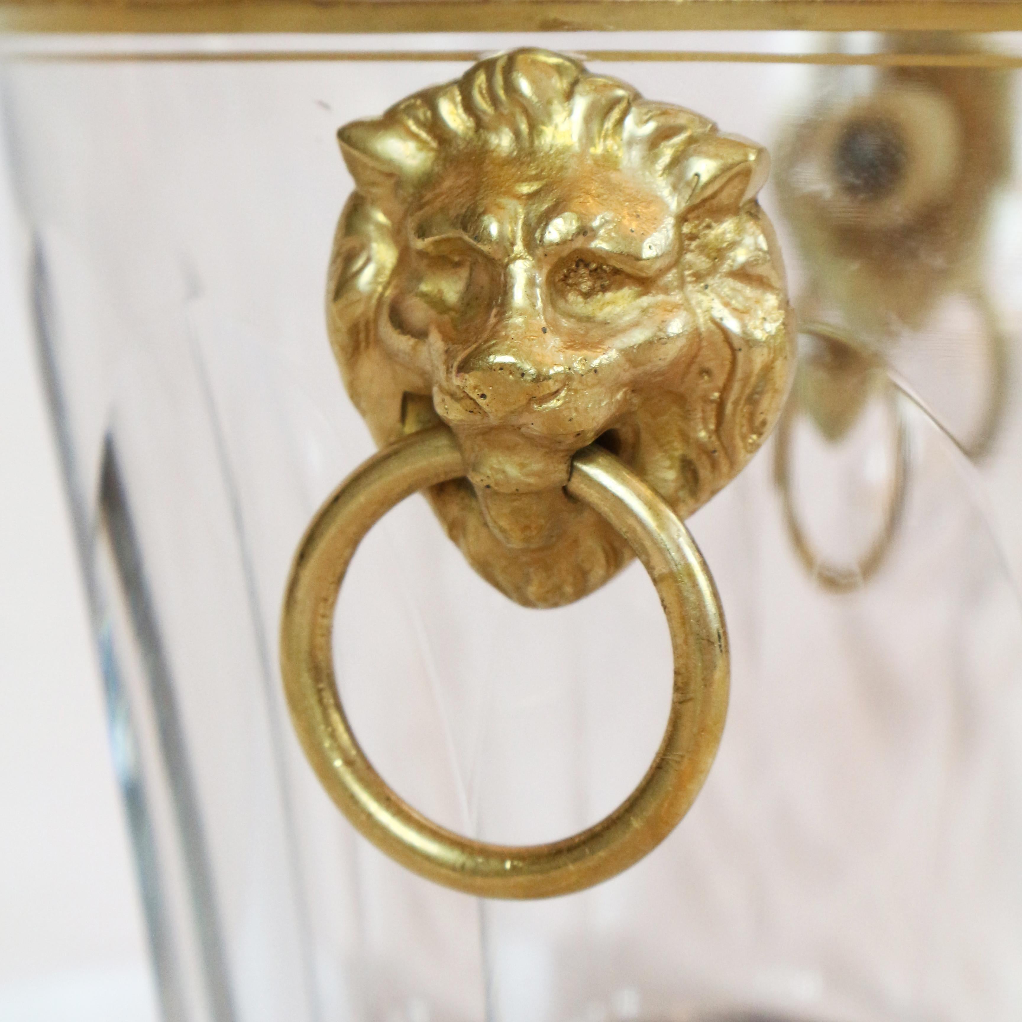 Cut Glass Baccarat Cut Crystal Ice Bucket with Gold Gilded Lions