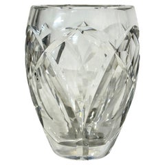 Antique Baccarat Cut Crystal Vase with Faceted Leaf Motif