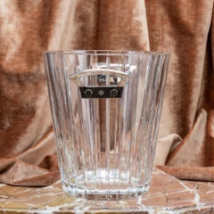 Raffreddatore per vino in vetro tagliato e lastre d'argento di Baccarat, circa 1980.