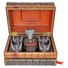 Baccarat Decanter and Highball Glass Set in Antique Style Book Case