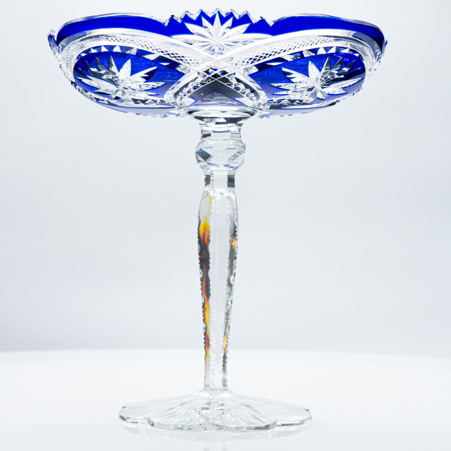 Baccarat, Deep Blue Crystal Cut Coupe, France, 1920 In Good Condition For Sale In Rijssen, NL