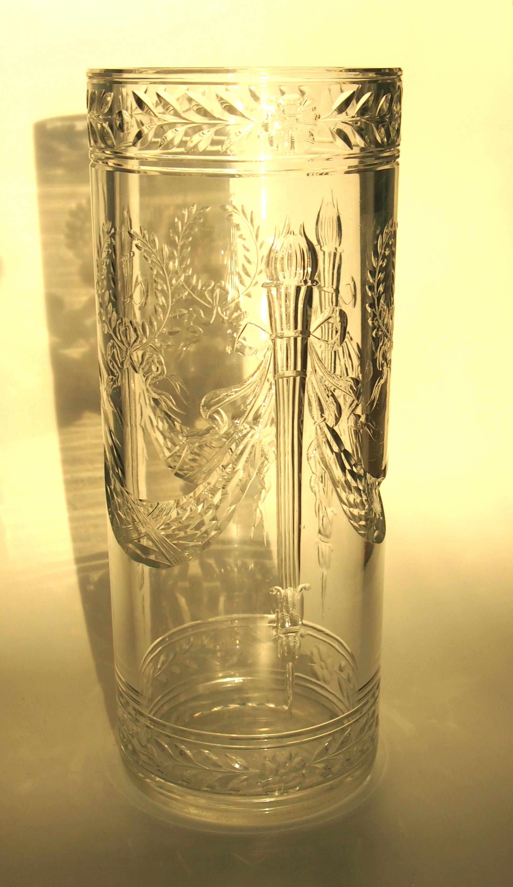 Important Baccarat original lead crystal cut 'Arcole' vase produced in 1904 -Part of the early 20th century 'Empire Revival' - This beautiful vase celebrates Napoleon's first important victory (the Battle of the Bridge at Arcole-1796) -the vase is
