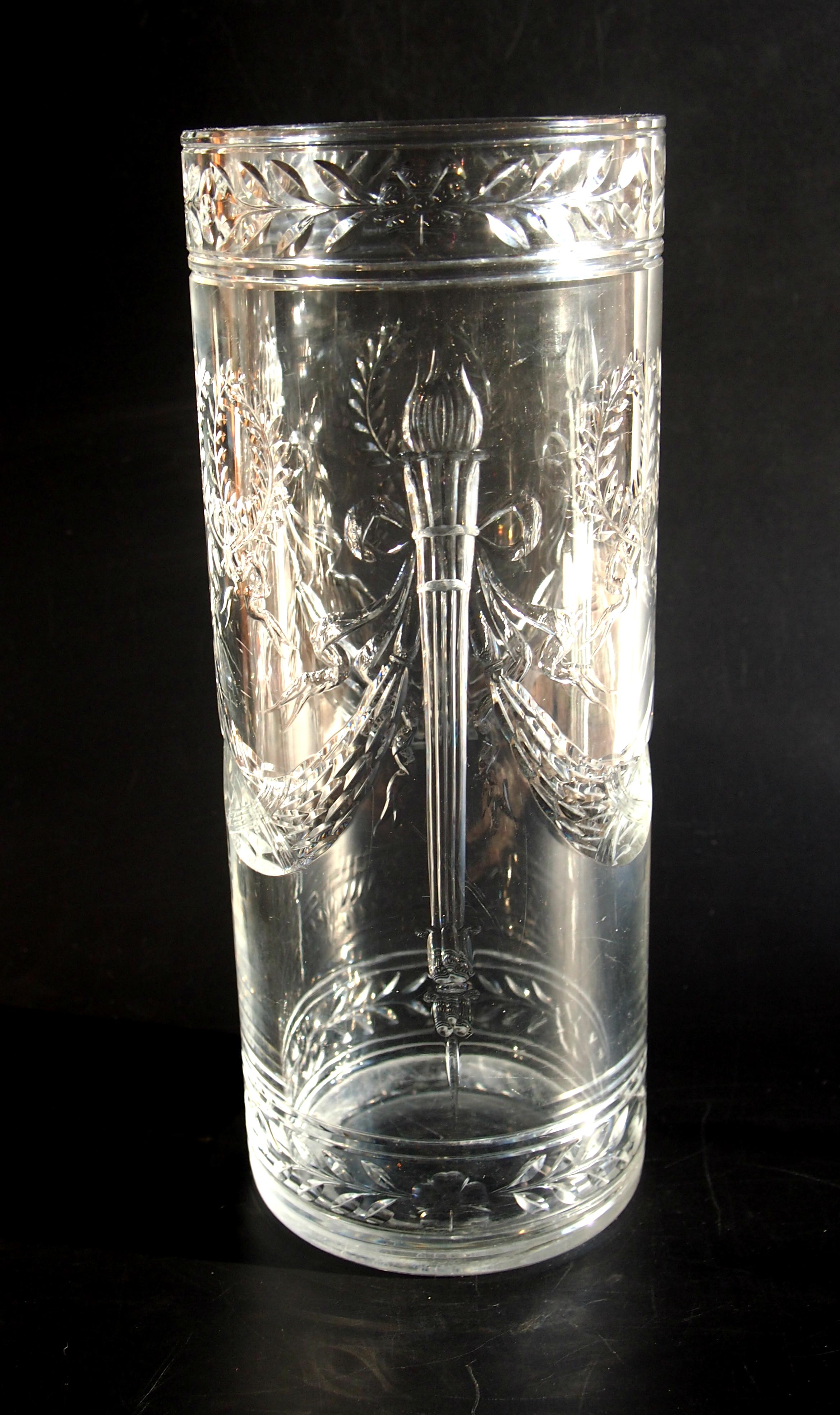 French Baccarat Deeply Cut Crystal Glass 'Arcole' Vase, Napoleon Revival For Sale 2