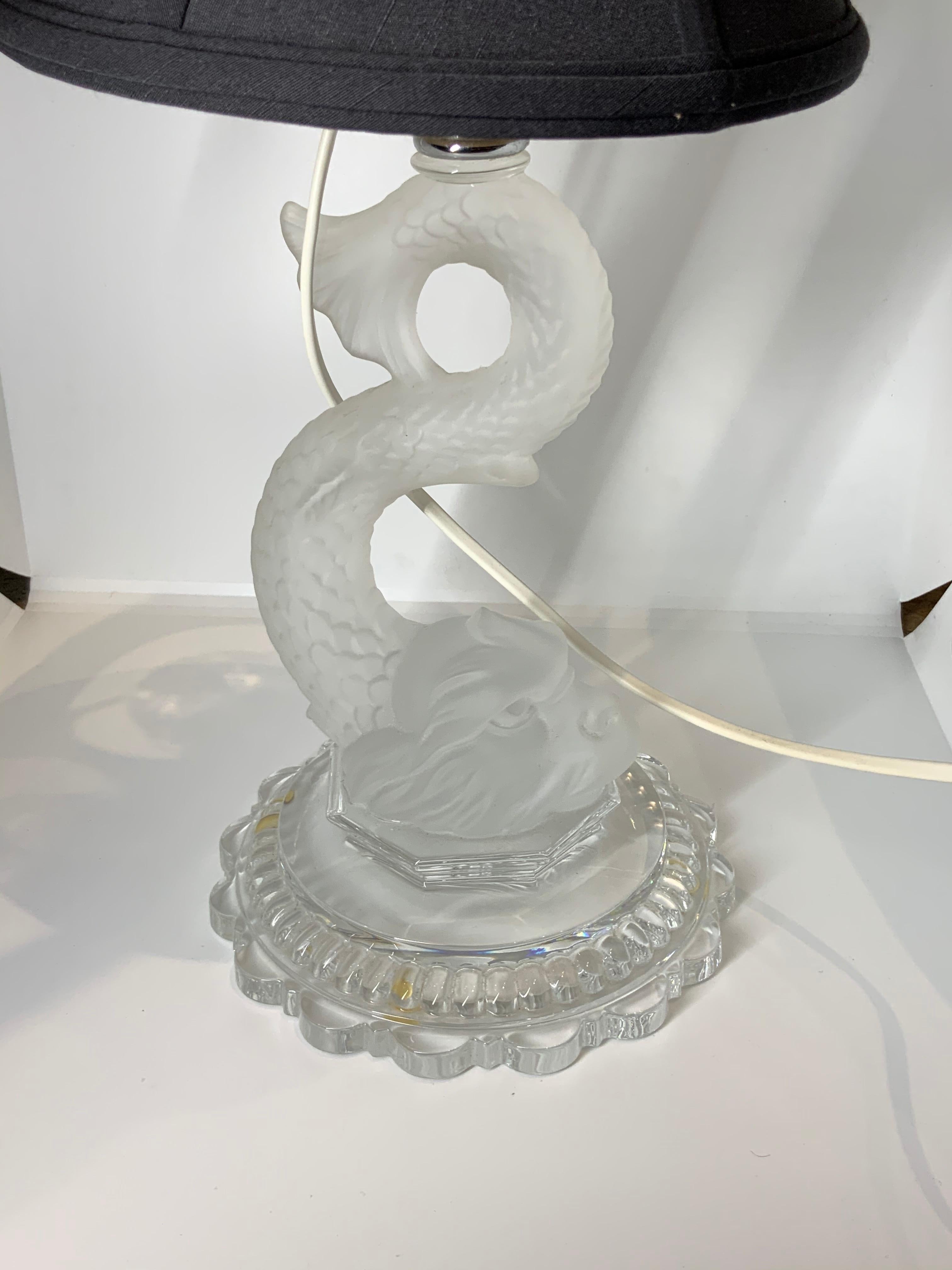 20th Century Baccarat Dolphin Table Lamp