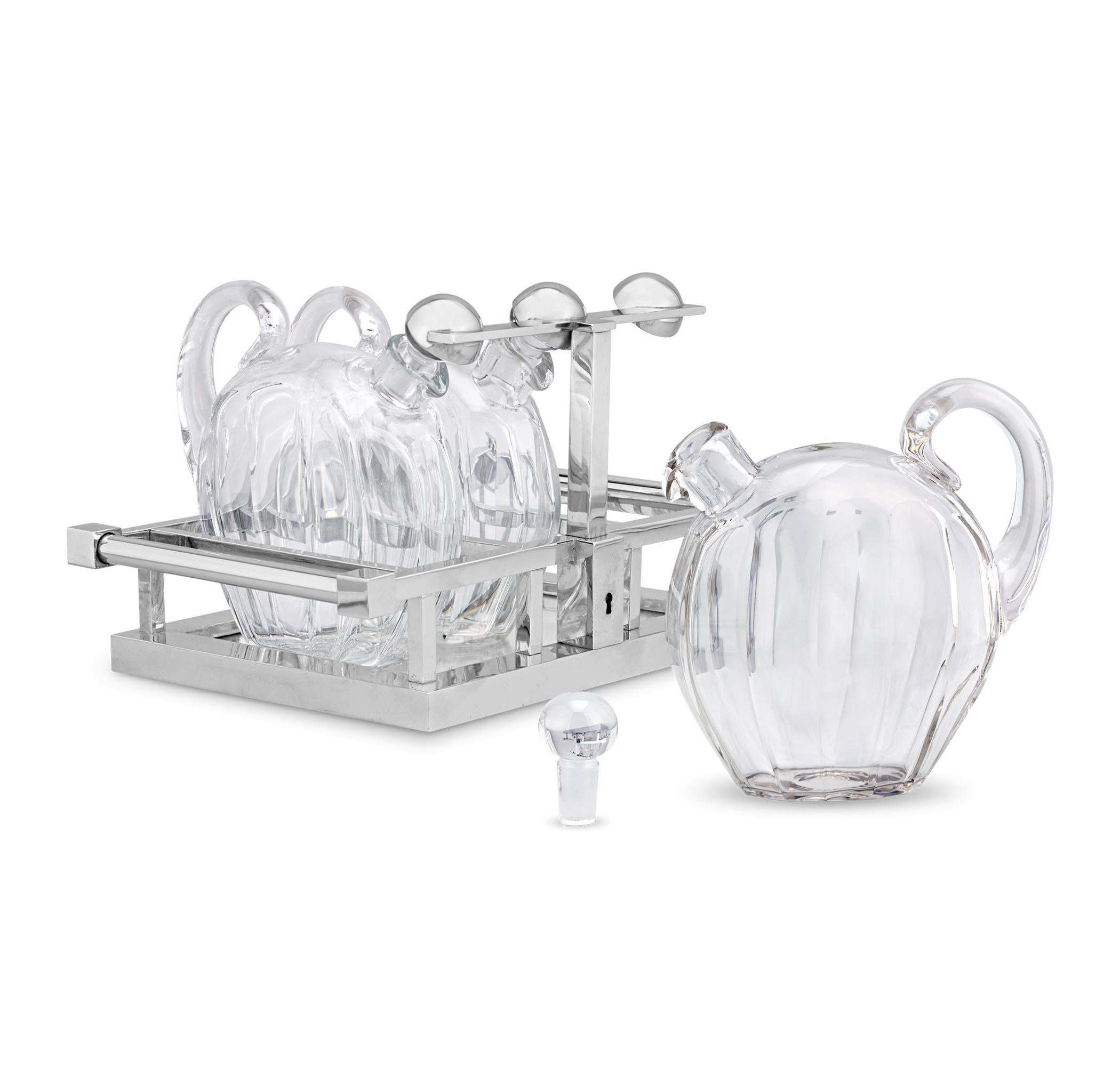 Art déco Station de boissons Baccarat de Jacques Adnet en vente