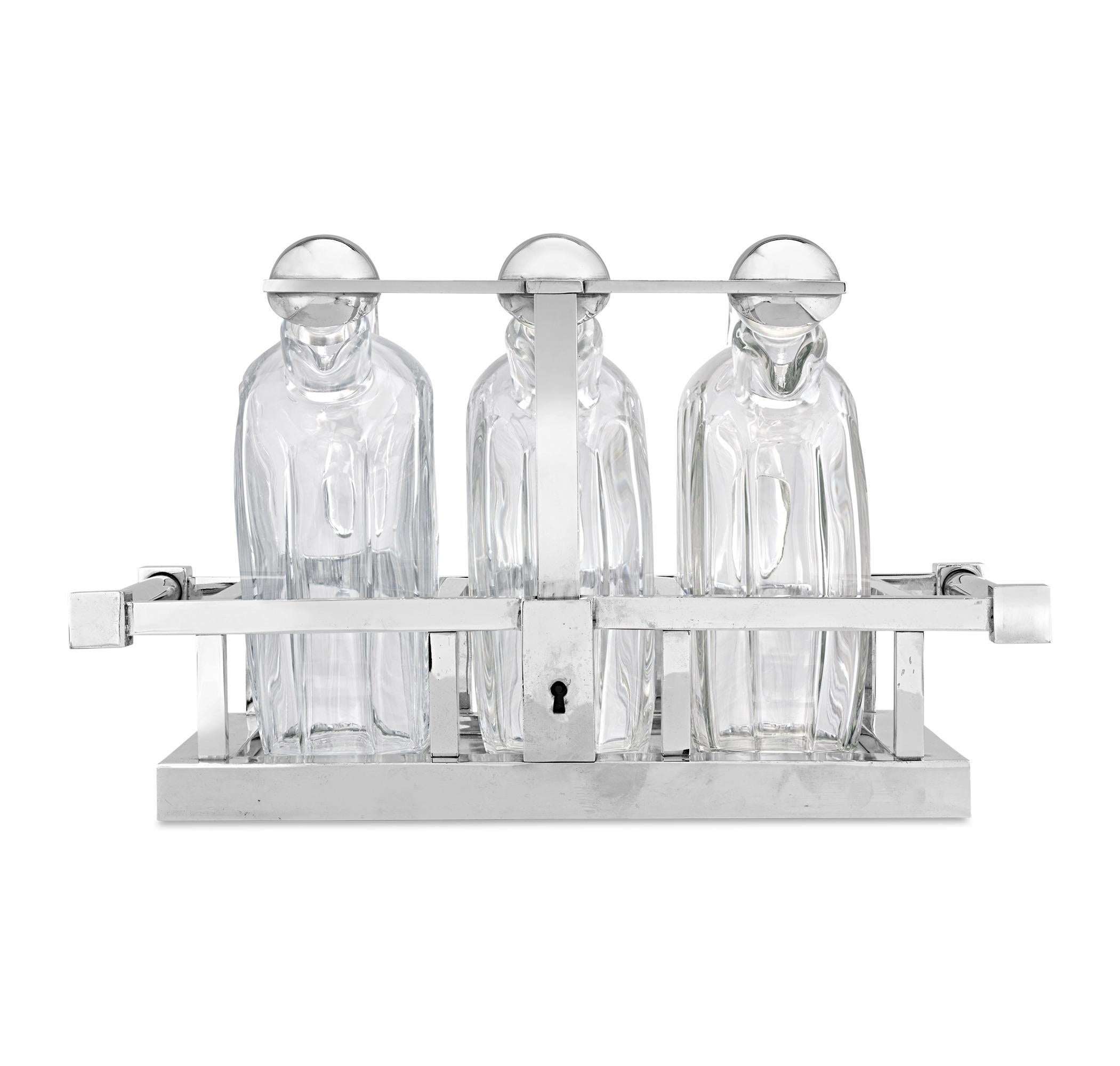 Français Station de boissons Baccarat de Jacques Adnet en vente