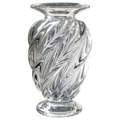 Baccarat Early 20th Century, Crystal Vase with Twisted Flutes, 1920s