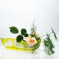 Baccarat Egelantier Muster Limon Gelb Säure geätzt Schale, 1900, Frankreich