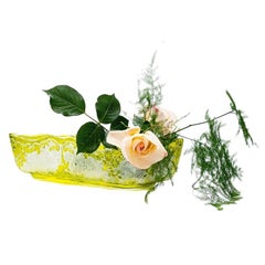 Baccarat Cuenco Grabado al Ácido Amarillo Limón Patrón Egelantier, 1900, Francia