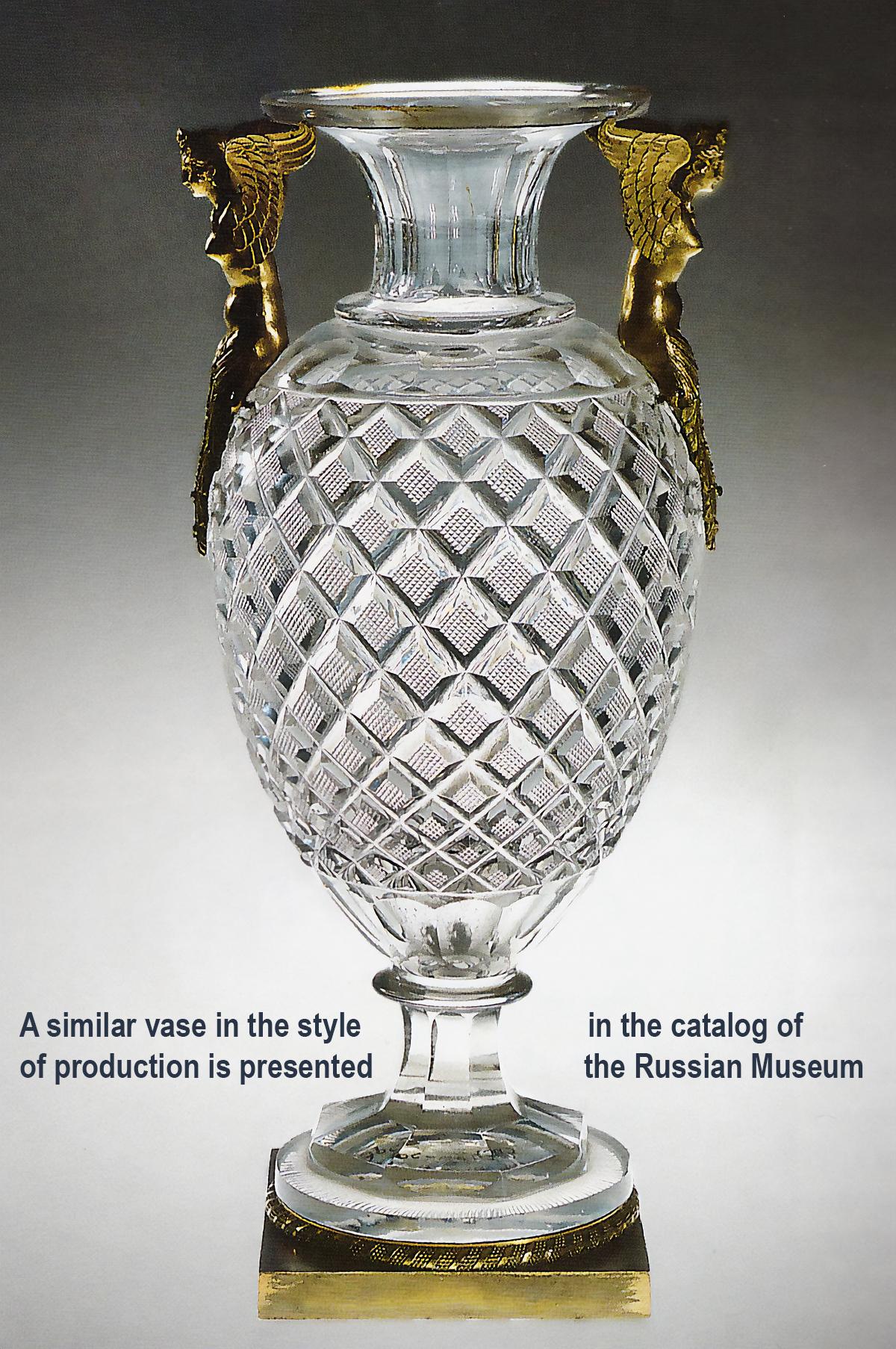 Vases en cristal taillé Empire de Baccarat avec têtes de griffons en bronze doré 19ème siècle en vente 6