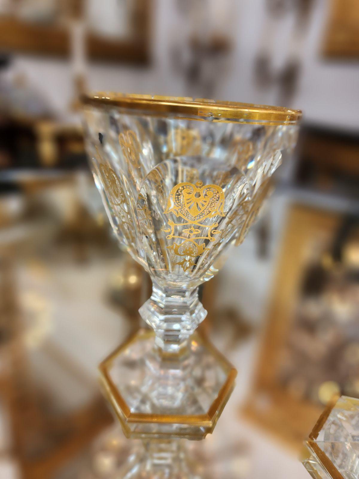 French Provincial Baccarat Empire Water Goblet Blown Glass For Sale
