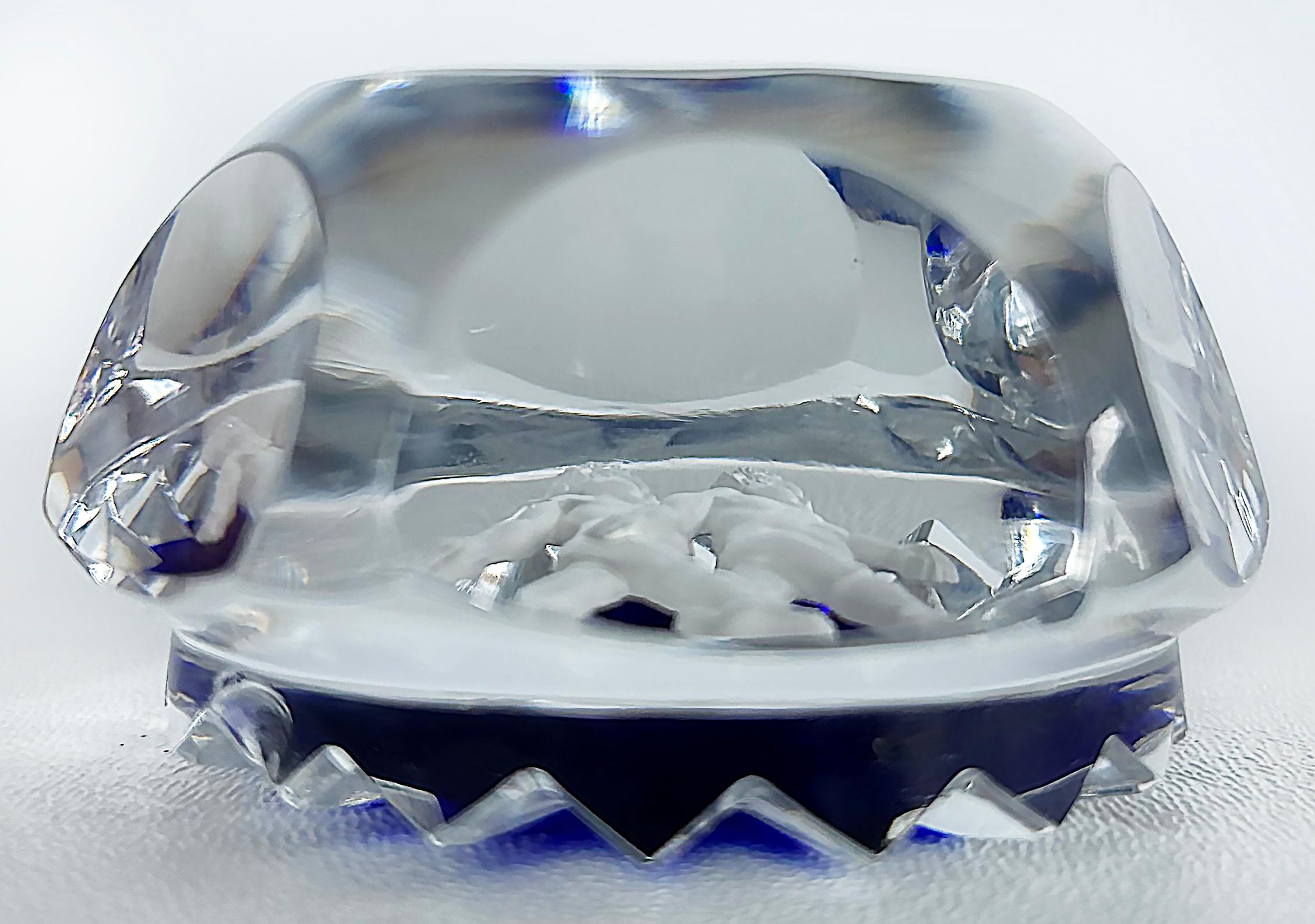 Baccarat Faceted Cobalt Sulphide Gemini Twins Paperweight, Cobalt, France For Sale 1