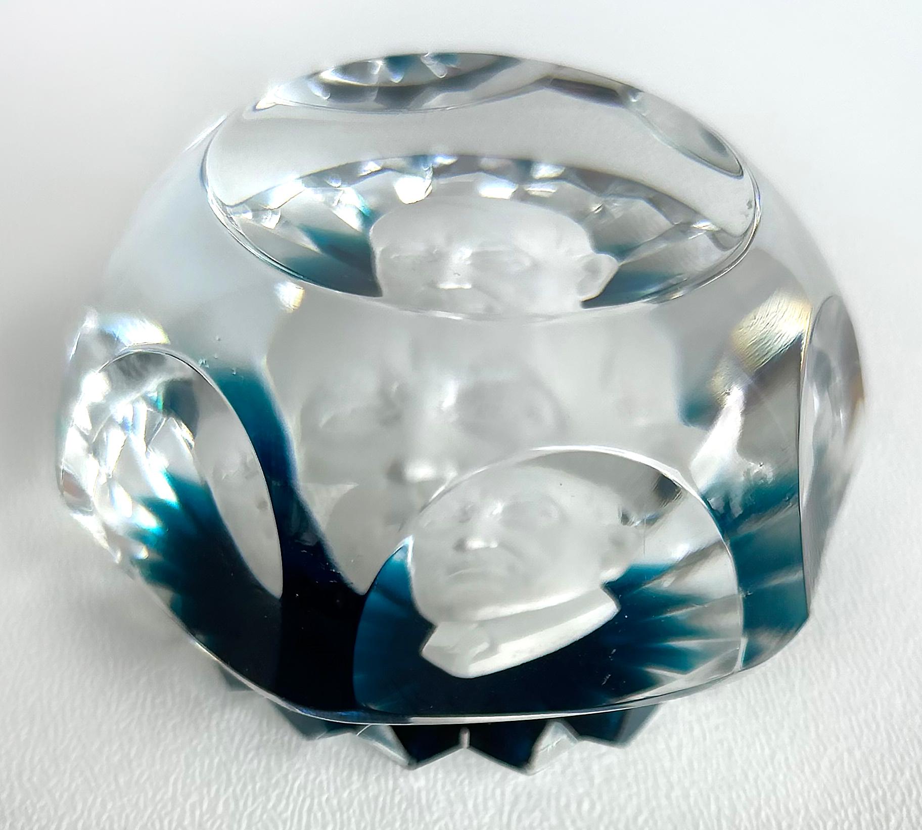 Baccarat Facettierter Kristall Kamee Briefbeschwerer, Woodrow Wilson, Frankreich (Französisch) im Angebot