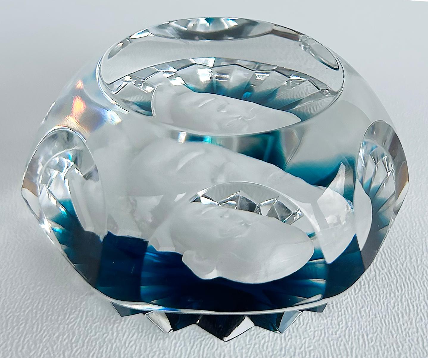 Baccarat Facettierter Kristall Kamee Briefbeschwerer, Woodrow Wilson, Frankreich (20. Jahrhundert) im Angebot