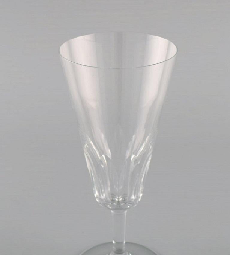 French Baccarat, France, 10 Art Deco Champagne Flutes in Clear Crystal Glass For Sale
