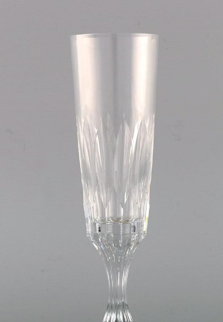 French Baccarat, France, 11 Art Deco Assas Champagne Flutes in Crystal Glass
