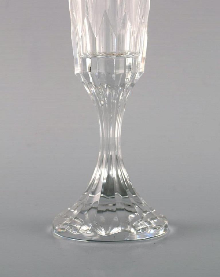 Baccarat, France, 11 Art Deco Assas Champagne Flutes in Crystal Glass In Excellent Condition In Copenhagen, DK