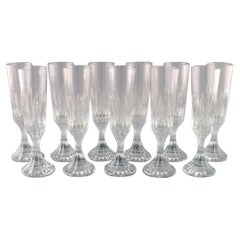 Baccarat, France, 11 Art Deco Assas Champagne Flutes in Crystal Glass