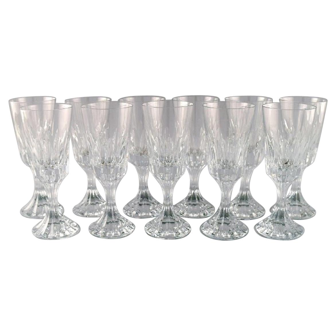 Baccarat, France, Twelve Art Deco Assas Red Wine Glasses in Crystal