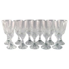 Baccarat, France, 11 Art Deco Assas Red Wine Glasses in Crystal Glass