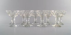 Baccarat, France, 9 Art Deco Champagne Bowls in Clear Crystal Glass