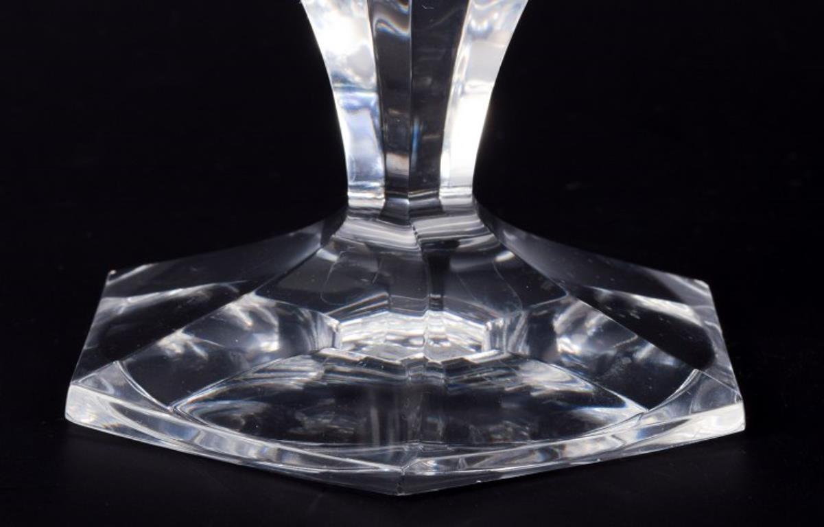 Crystal Baccarat, France. A set of six Art Deco red wine glasses in clear crystal glass. For Sale