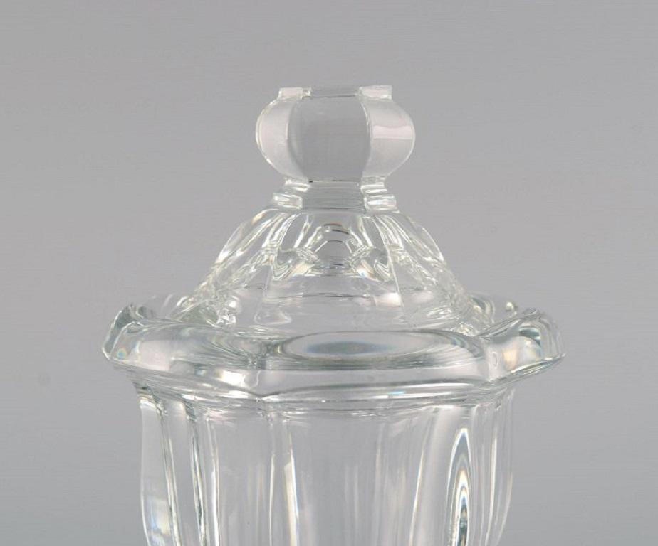 French Baccarat, France, Art Deco Missouri Lidded Jar in Clear Art Glass For Sale