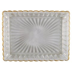 Baccarat, France. Art Deco serving dish in clear art glass with gold edge. 