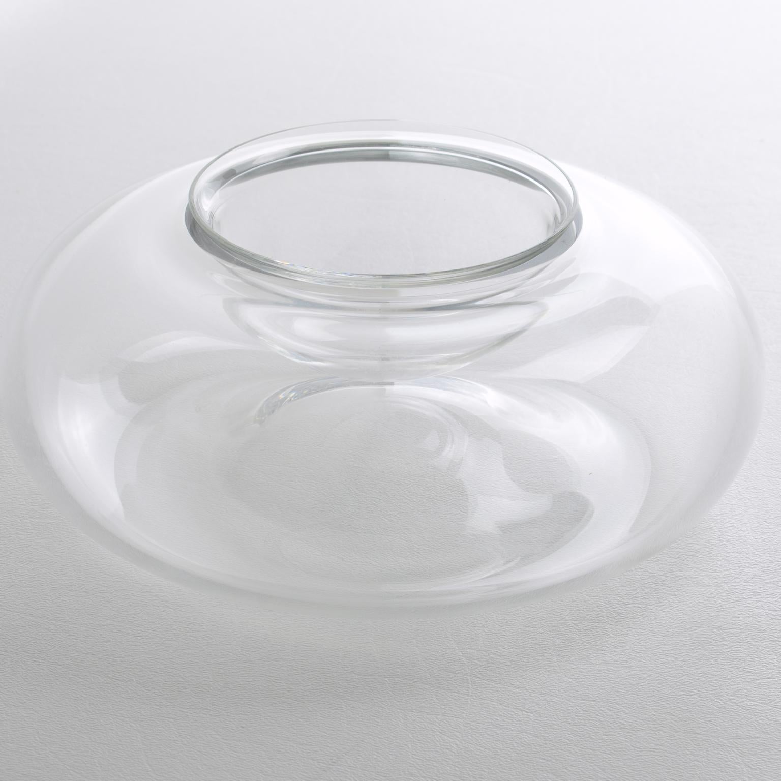 Modern Baccarat France Crystal Caviar Bowl Dish Chiller Server For Sale