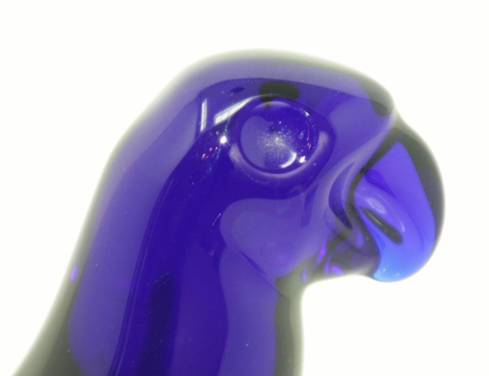 Baccarat France Crystal Cobalt Blue Glass Parrot Paperweight For Sale 5