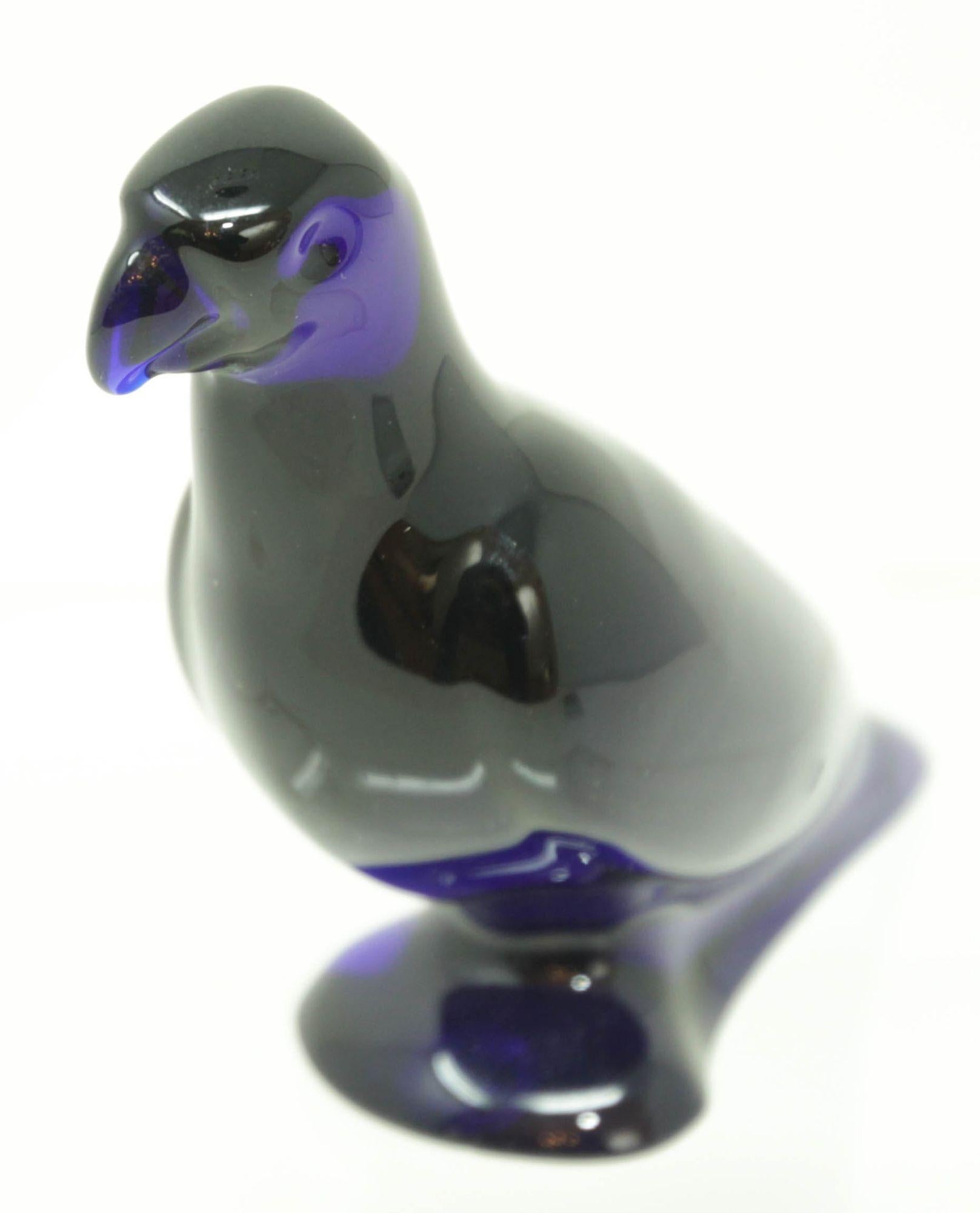 French Baccarat France Crystal Cobalt Blue Glass Parrot Paperweight For Sale