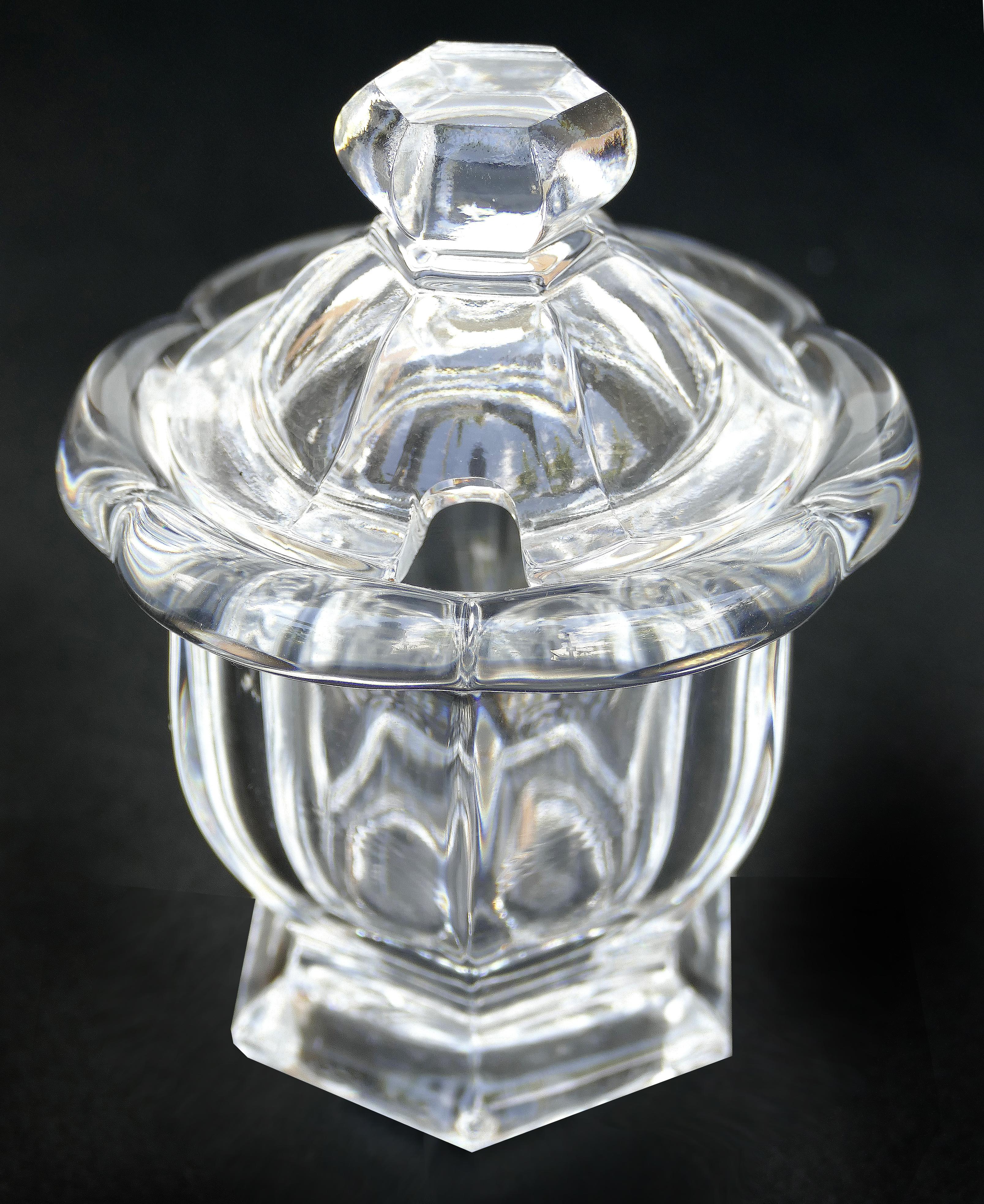 French Baccarat France Crystal Covered Mustard Pot