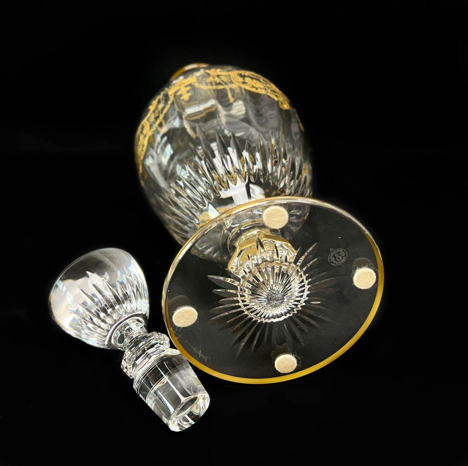 French Baccarat France Crystal Glass Decanter in Imperator Gilt Gold Scrolls