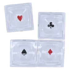 Baccarat France Crystal Glass Playing Card Trinket Ash Trays