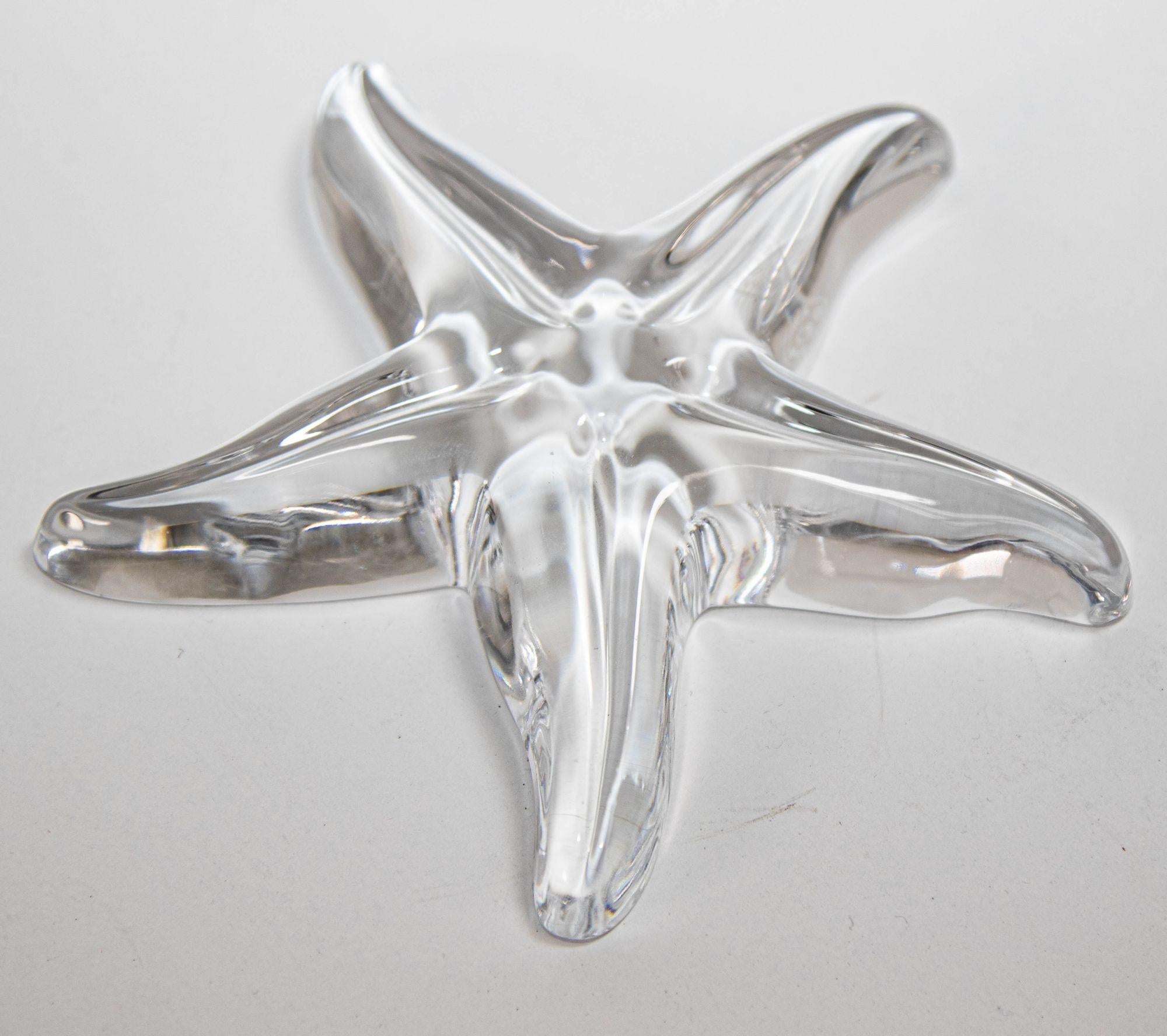 French BACCARAT France Crystal Starfish Paperweight Art Glass 1970s For Sale
