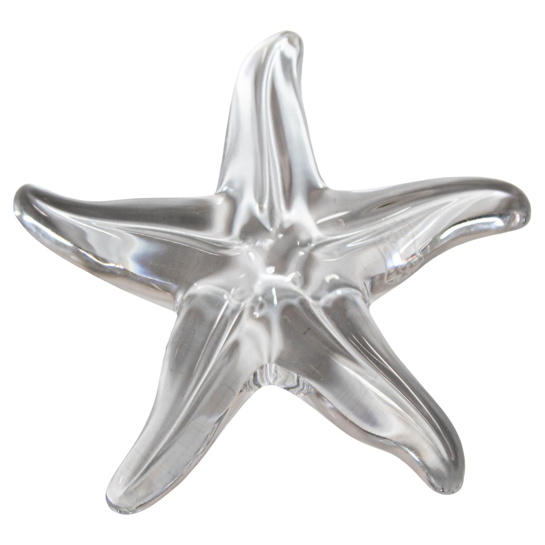 BACCARAT France Crystal Starfish Paperweight Art Glass 1970s For Sale