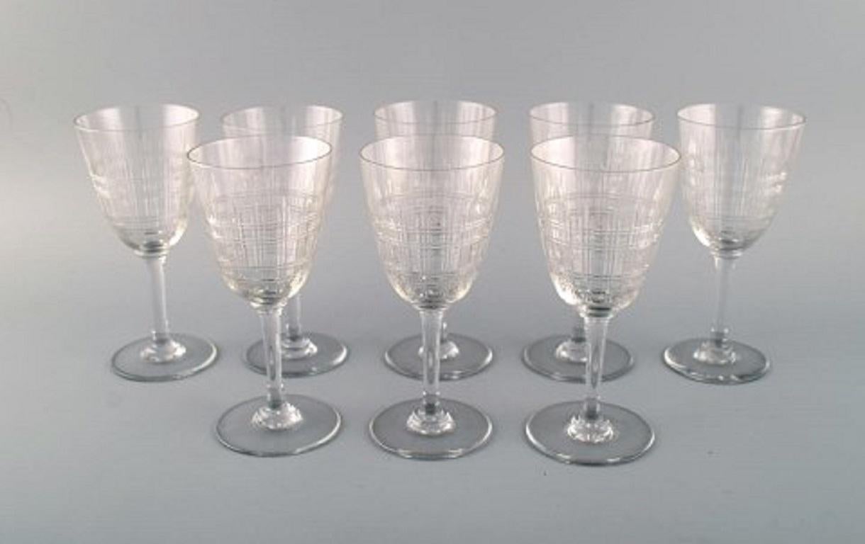 Baccarat, France. Eight Art Deco Cavour red wine glasses in mouth-blown crystal glass. 1920s / 30s.
Measures: 17.2 x 7.9 cm.
In perfect condition.