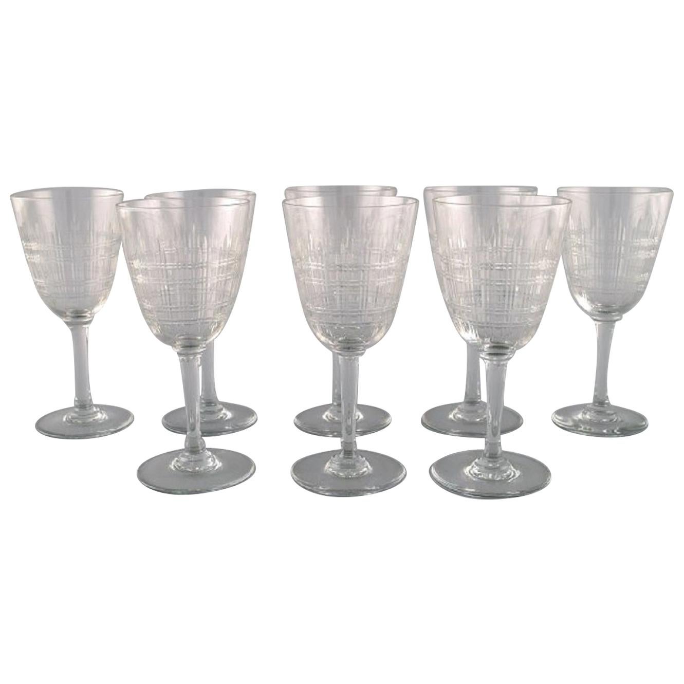 Baccarat, France. Eight Art Deco Cavour Red Wine Glasses, 1920s-1930s