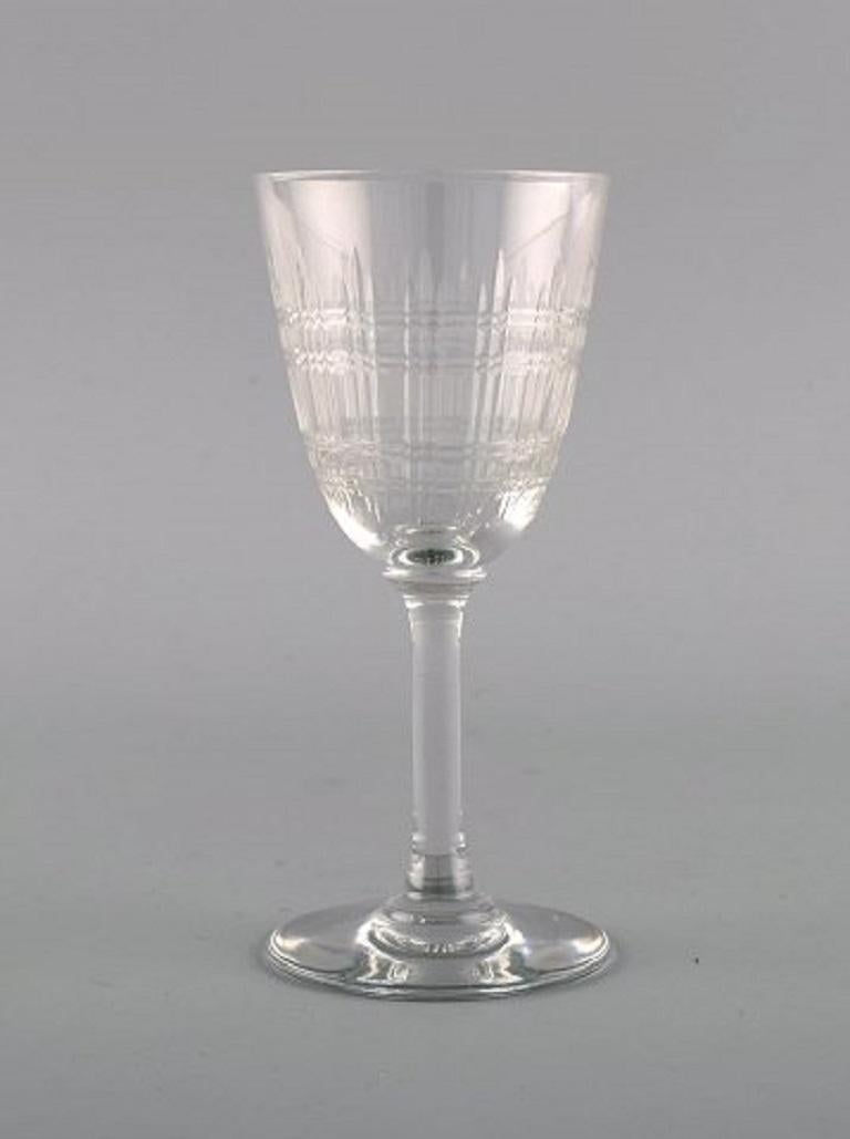 French Baccarat, France, Eight Art Deco Cavour White Wine Glasses in Crystal Glass