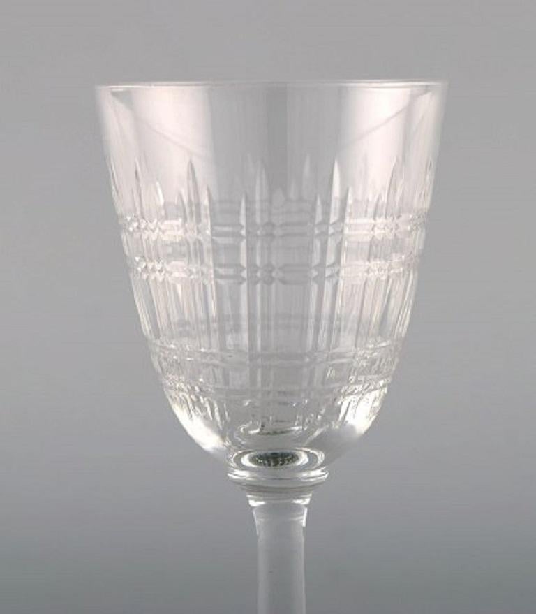 Early 20th Century Baccarat, France, Eight Art Deco Cavour White Wine Glasses in Crystal Glass