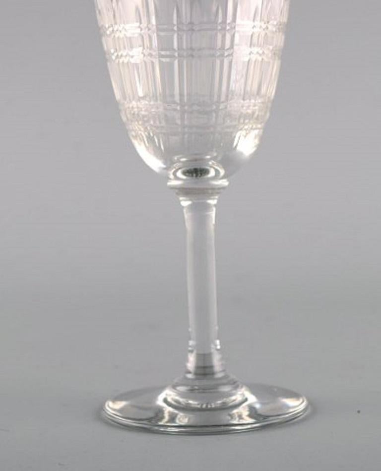 Baccarat, France, Eight Art Deco Cavour White Wine Glasses in Crystal Glass 1