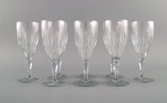 Baccarat, France, Eight Art Deco Red Wine Glasses in Crystal Glass