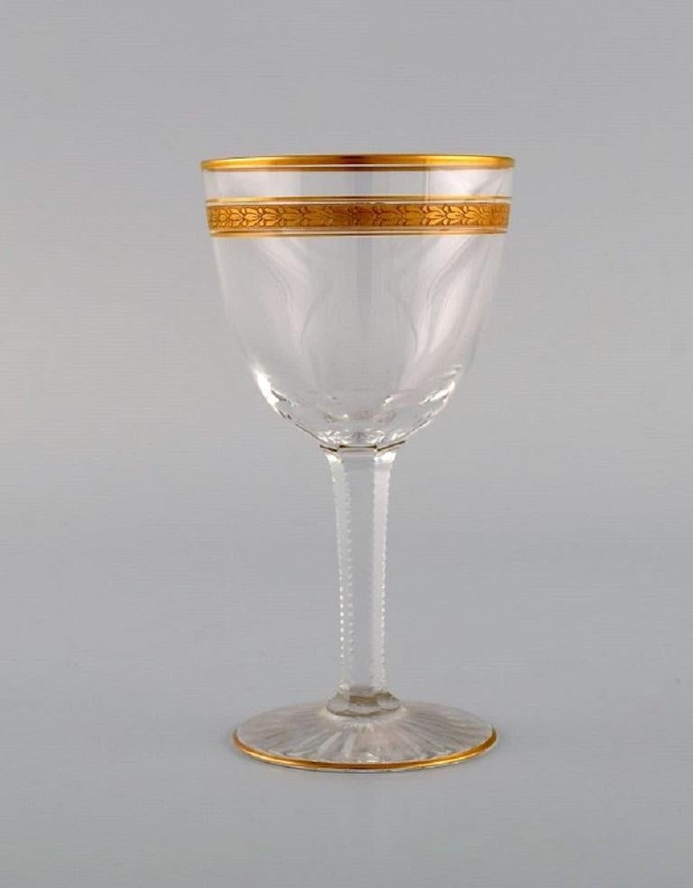 French Baccarat, France, Eleven Art Deco White Wine Glasses in Crystal Glass, 1930's