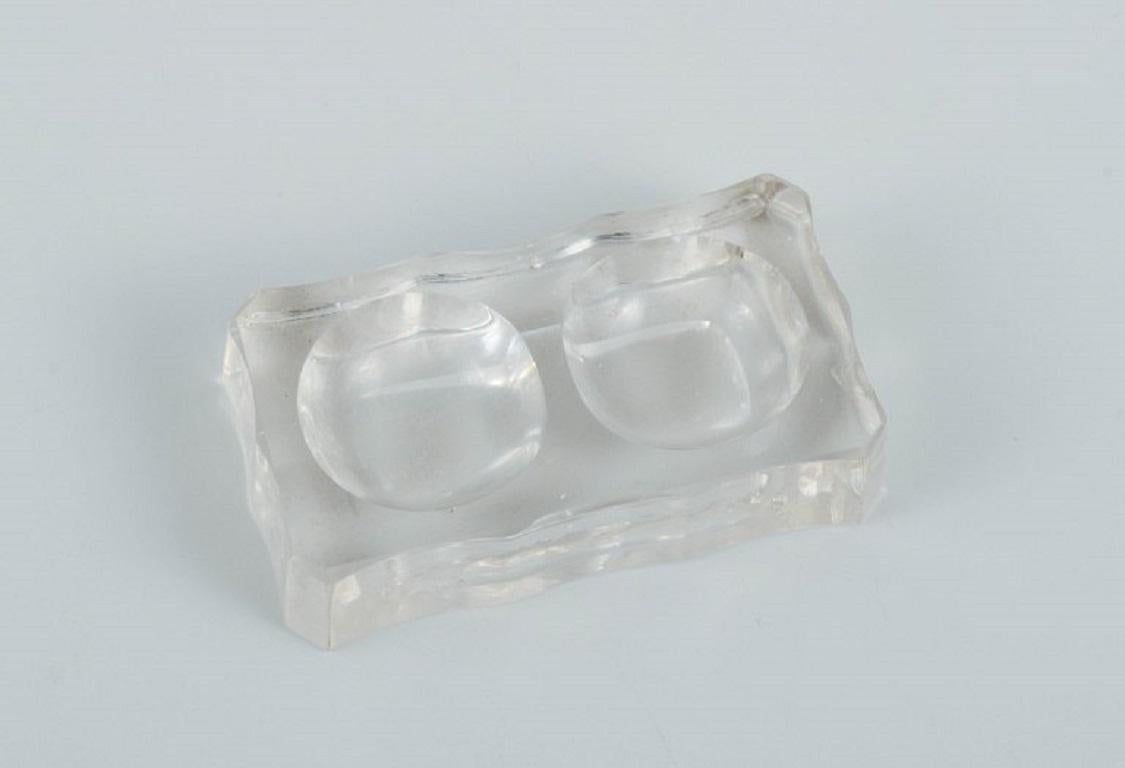 French Baccarat, France, Five Art Deco Double Salt Cellars, Faceted Crystal Glass For Sale