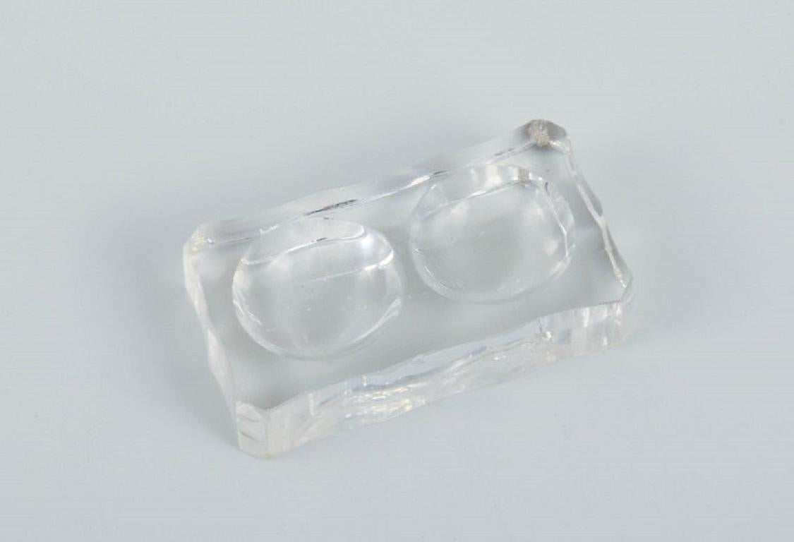 Baccarat, France, Five Art Deco Double Salt Cellars, Faceted Crystal Glass In Good Condition For Sale In Copenhagen, DK