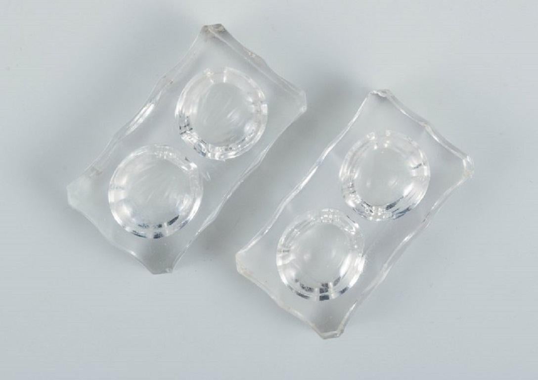 Baccarat, France, Five Art Deco Double Salt Cellars, Faceted Crystal Glass For Sale 3