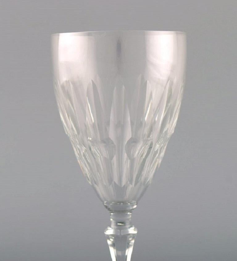 French Baccarat, France, Five Art Deco Red Wine Glasses in Clear Crystal Glass