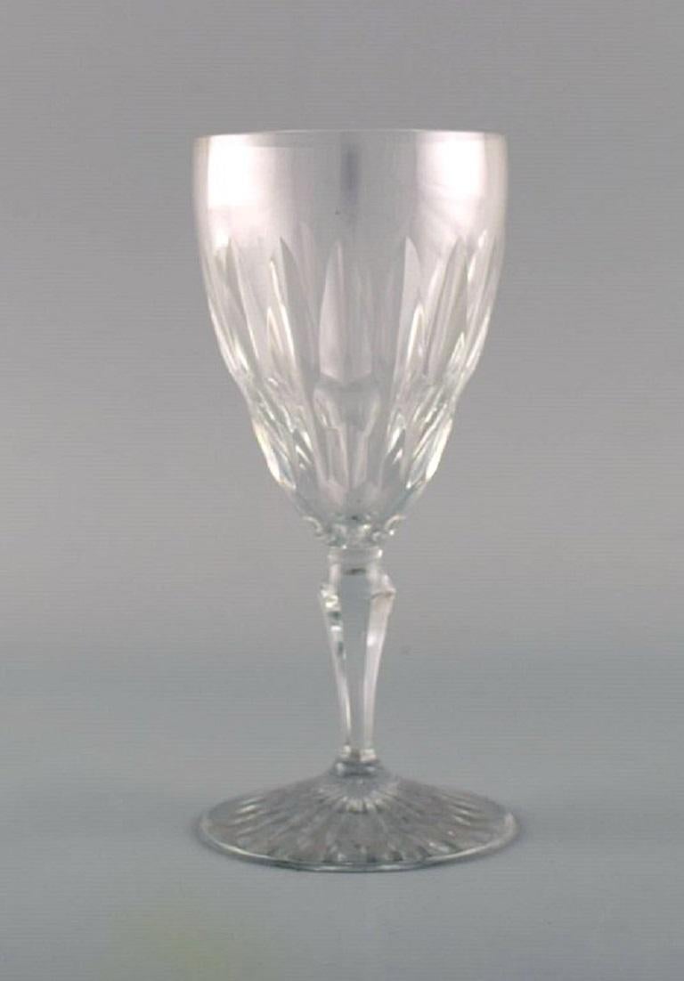 French Baccarat, France, Five Art Deco Red Wine Glasses in Clear Crystal Glass