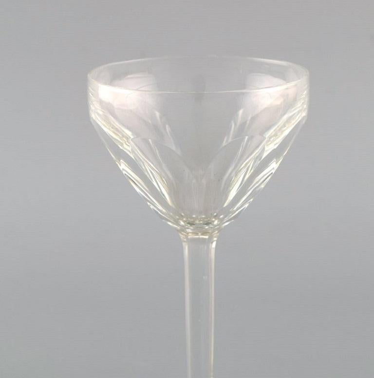 French Baccarat, France, Five Art Deco Wine Glasses in Clear Crystal Glass
