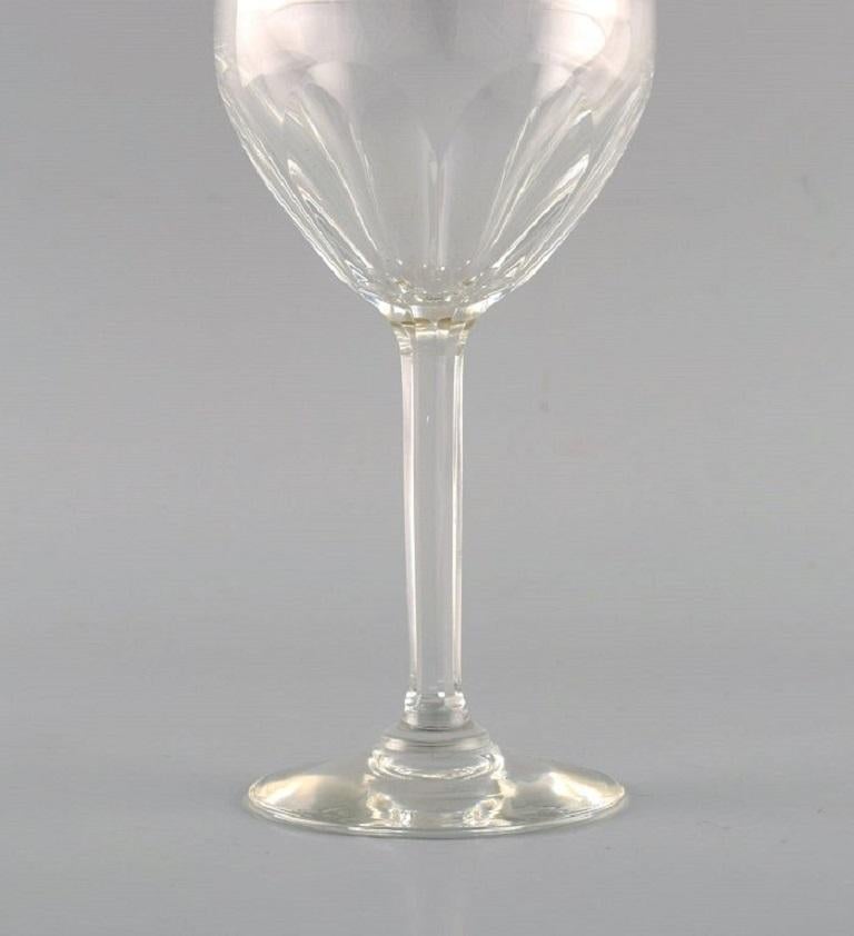 Mid-20th Century Baccarat, France, Five Art Deco Wine Glasses in Clear Crystal Glass